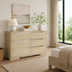 Saina Wide Dresser with 6 Drawers | Fingertip Handles | Brown Wood