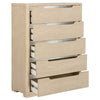 Saina Tall Dresser Chest with 5 Drawers | Fingertip Handles | Brown Wood