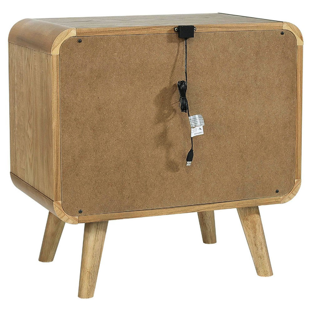 Ryb Nightstand with 2 Drawers | Curved Corners | Light Ash Wood 27"