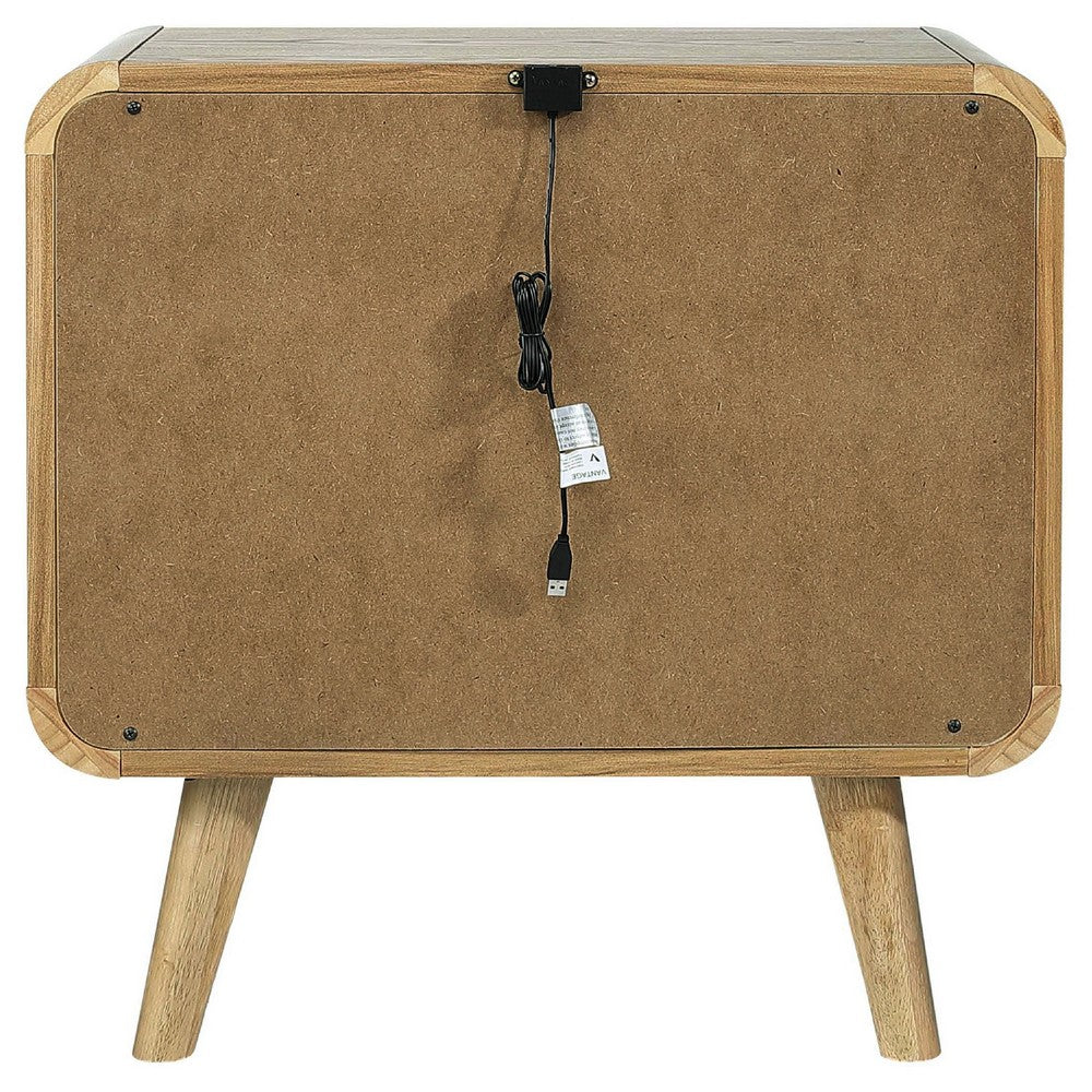 Ryb Nightstand with 2 Drawers | Curved Corners | Light Ash Wood 27"