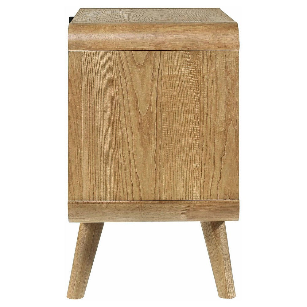 Ryb Nightstand with 2 Drawers | Curved Corners | Light Ash Wood 27"