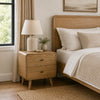 Ryb Nightstand with 2 Drawers | Curved Corners | Light Ash Wood 27"
