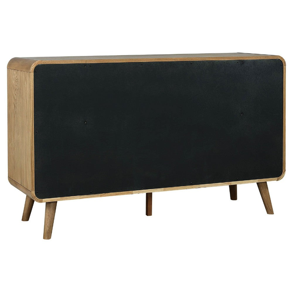 Ryb Wide Dresser with 6 Drawers | Angled Legs | Brown Rubber Wood
