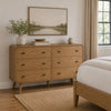 Ryb Wide Dresser with 6 Drawers | Angled Legs | Brown Rubber Wood