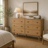Ryb Wide Dresser with 6 Drawers | Angled Legs | Brown Rubber Wood