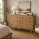 Ryb Wide Dresser with 6 Drawers | Angled Legs | Brown Rubber Wood