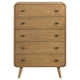 Ryb Tall Dresser Chest with 5 Drawers | Angled Legs | Brown Rubber Wood