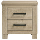 Tyna Nightstand with 2 Drawers | Black Metal | Weathered Oak Wood 26"