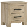 Tyna Nightstand with 2 Drawers | Black Metal | Weathered Oak Wood 26"