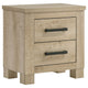 Tyna Nightstand with 2 Drawers | Black Metal | Weathered Oak Wood 26"