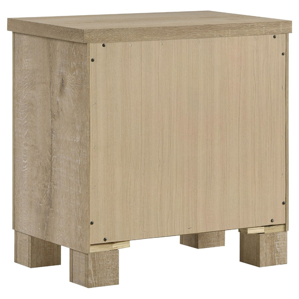 Tyna Nightstand with 2 Drawers | Black Metal | Weathered Oak Wood 26"