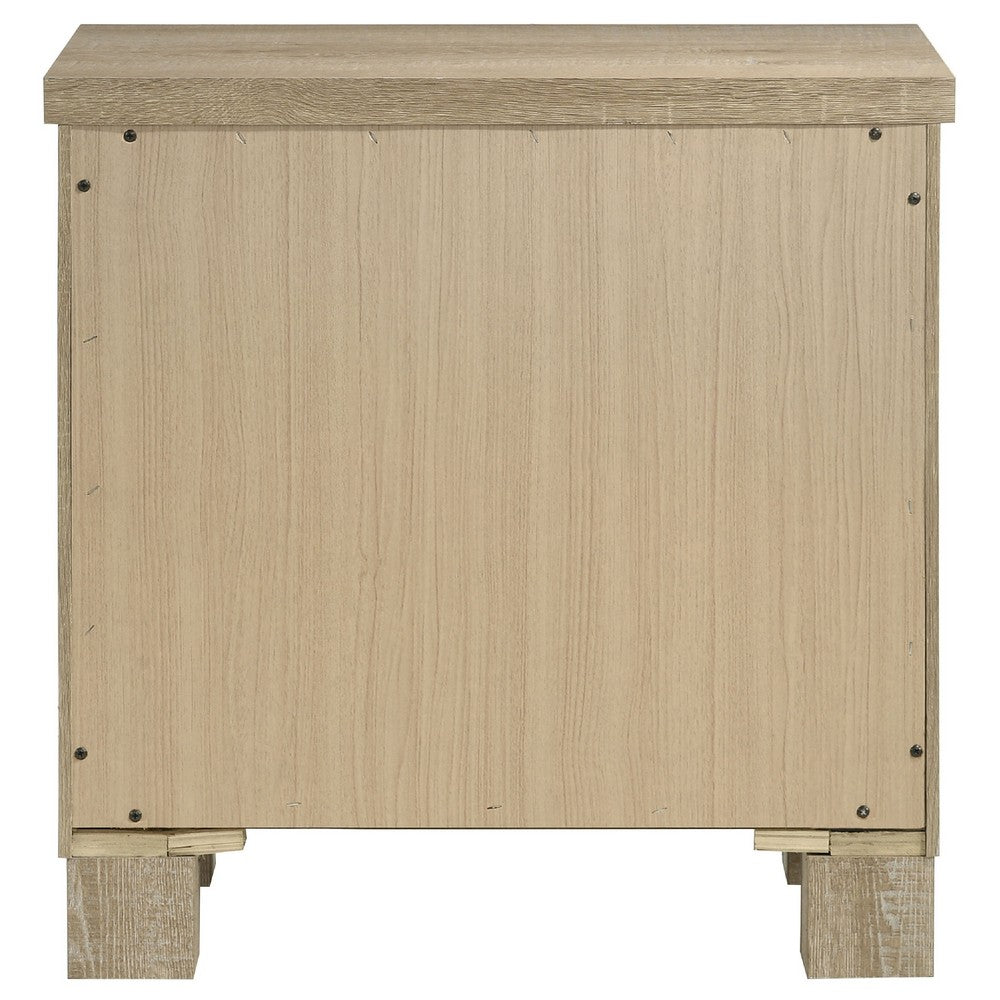 Tyna Nightstand with 2 Drawers | Black Metal | Weathered Oak Wood 26"