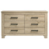 Tyna Wide Dresser with 6 Drawers | Dark Bronze Metal | Weathered Oak Beige