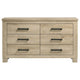 Tyna Wide Dresser with 6 Drawers | Dark Bronze Metal | Weathered Oak Beige