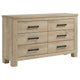 Tyna Wide Dresser with 6 Drawers | Dark Bronze Metal | Weathered Oak Beige