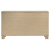 Tyna Wide Dresser with 6 Drawers | Dark Bronze Metal | Weathered Oak Beige