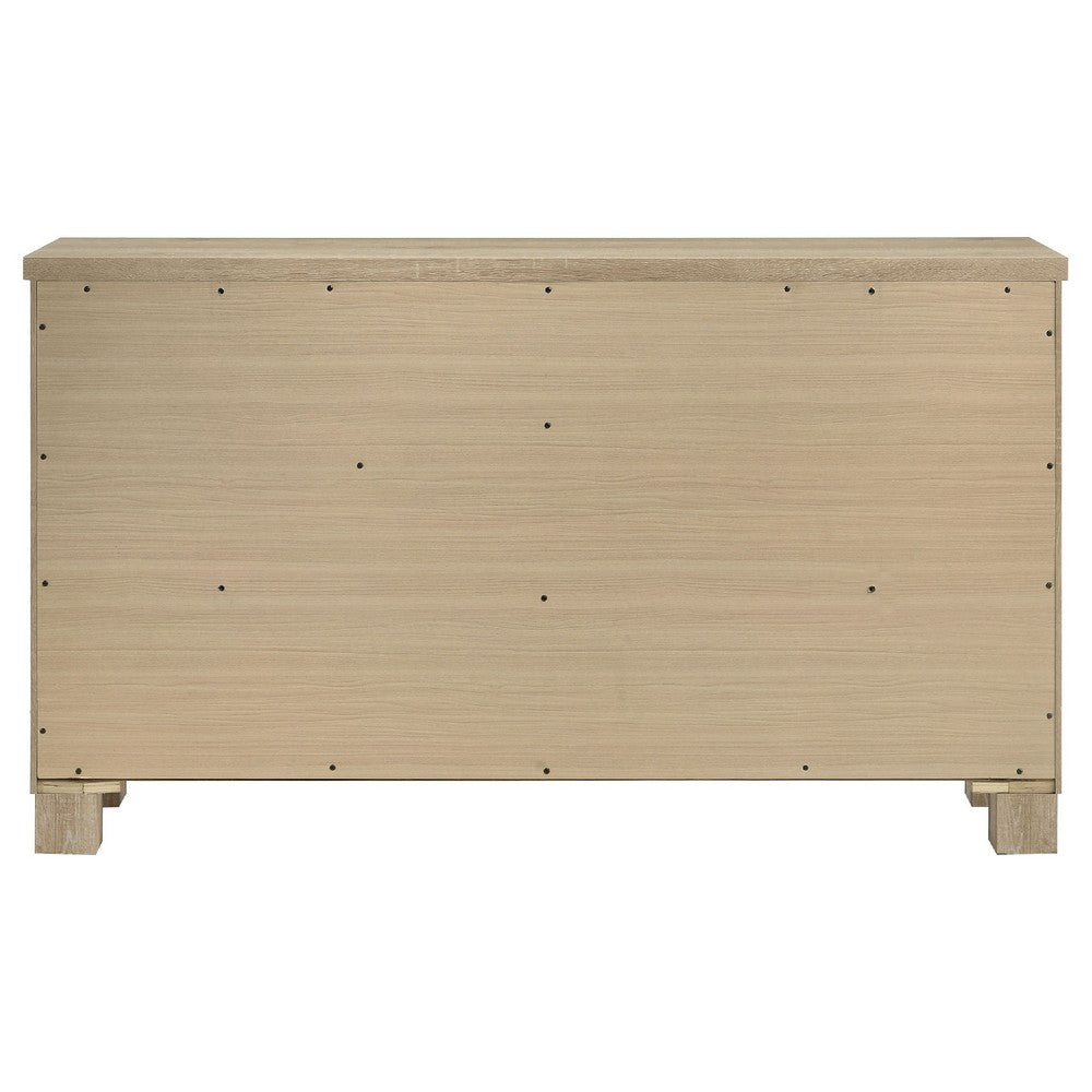 Tyna Wide Dresser with 6 Drawers | Dark Bronze Metal | Weathered Oak Beige