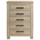 Tyna Tall Dresser Chest with 5 Drawers | Bronze Metal | Weathered Oak Beige