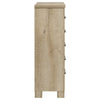Tyna Tall Dresser Chest with 5 Drawers | Bronze Metal | Weathered Oak Beige