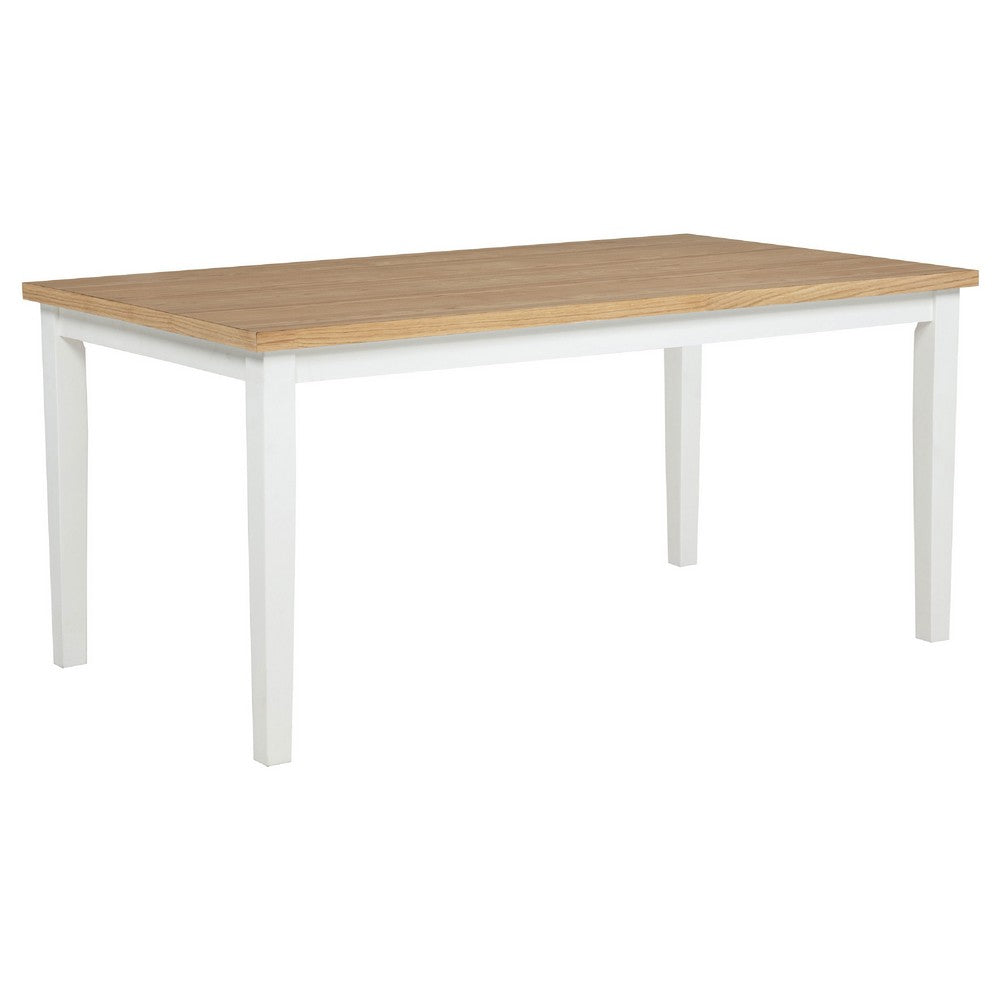 Andy Dining Table | Light Ash Brown and White Wood | 66" Rectangular