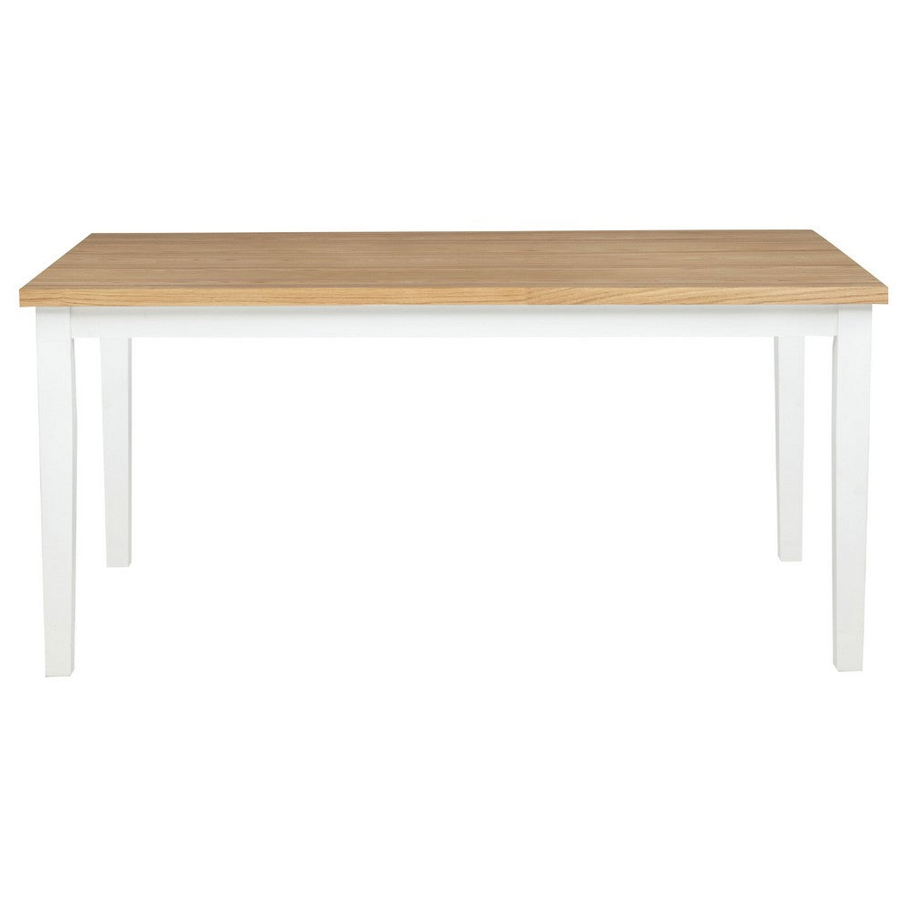 Andy Dining Table | Light Ash Brown and White Wood | 66" Rectangular