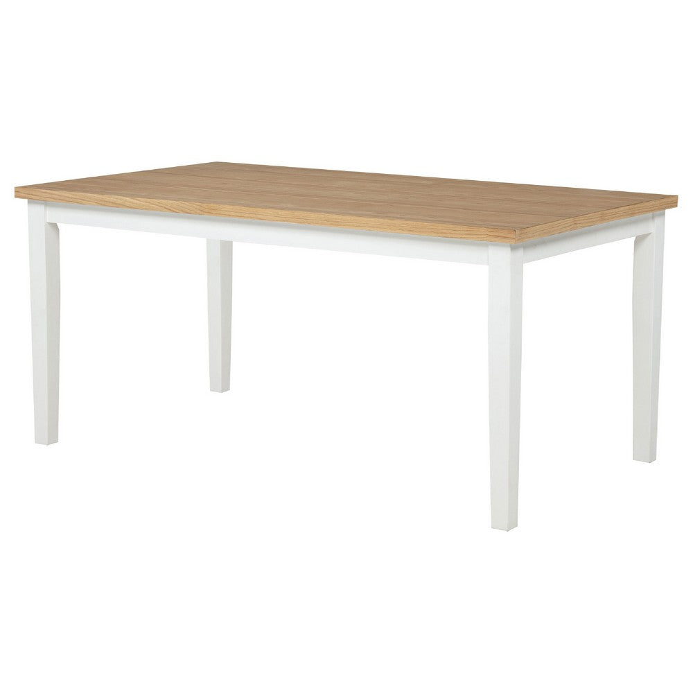 Andy Dining Table | Light Ash Brown and White Wood | 66" Rectangular