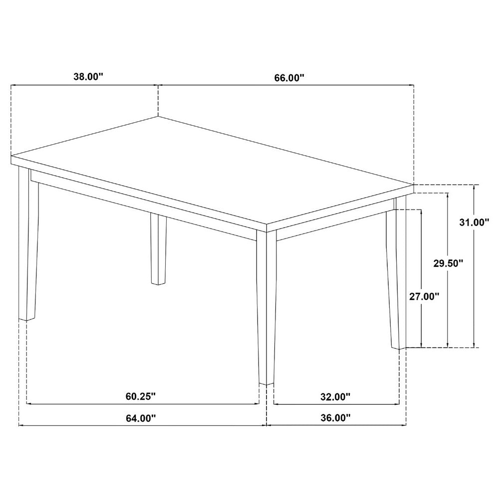 Andy Dining Table | Light Ash Brown and White Wood | 66" Rectangular