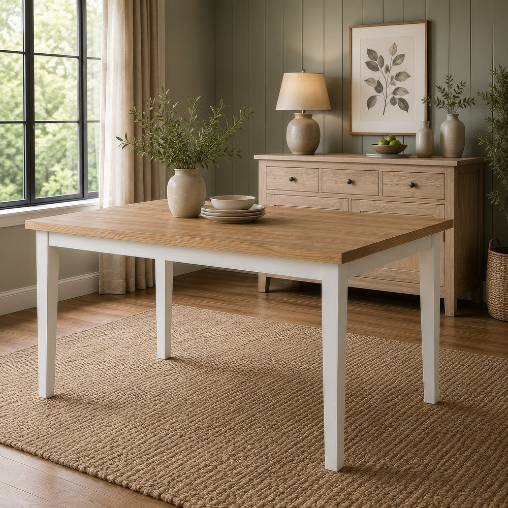 Andy Dining Table | Light Ash Brown and White Wood | 66" Rectangular