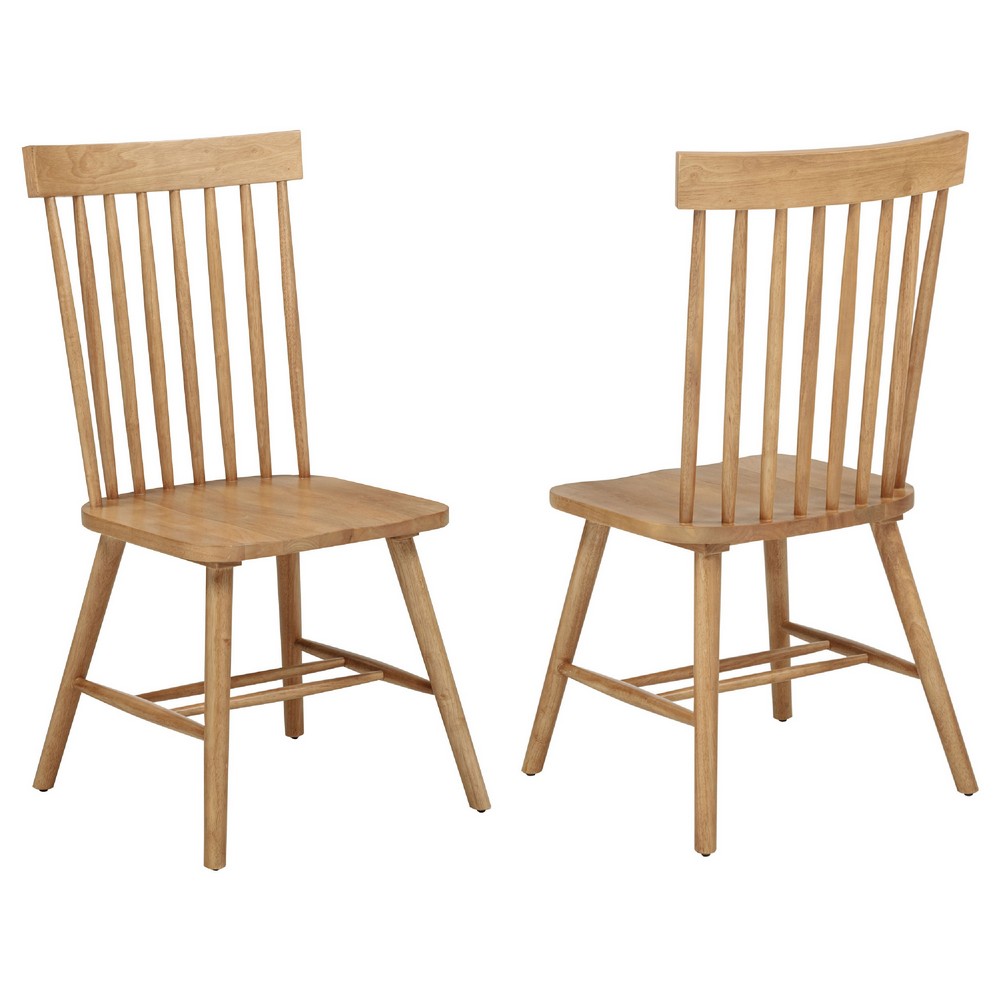 Andy Dining Side Chair Set of 2 | Windsor Spindle Back | Light Ash Brown