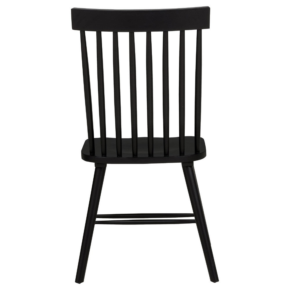 Andy Dining Side Chair Set of 2 | Windsor Back | Scooped Seat | Black Wood