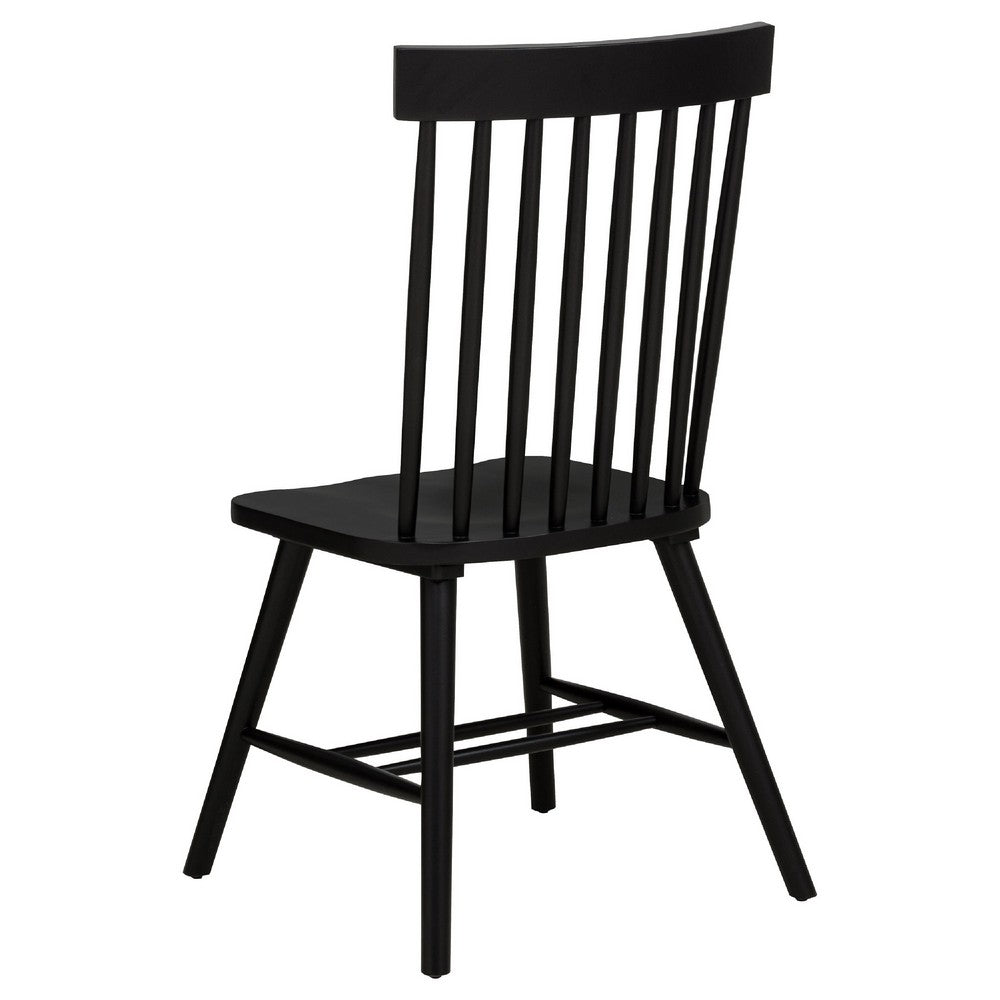 Andy Dining Side Chair Set of 2 | Windsor Back | Scooped Seat | Black Wood