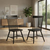 Andy Dining Side Chair Set of 2 | Windsor Back | Scooped Seat | Black Wood