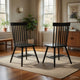 Andy Dining Side Chair Set of 2 | Windsor Back | Scooped Seat | Black Wood