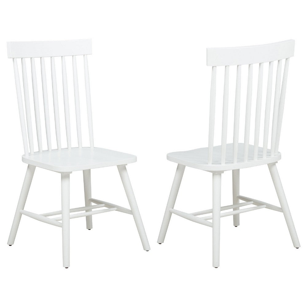 Andy Dining Side Chair Set of 2 | Windsor Back | Scooped Seat | White Wood