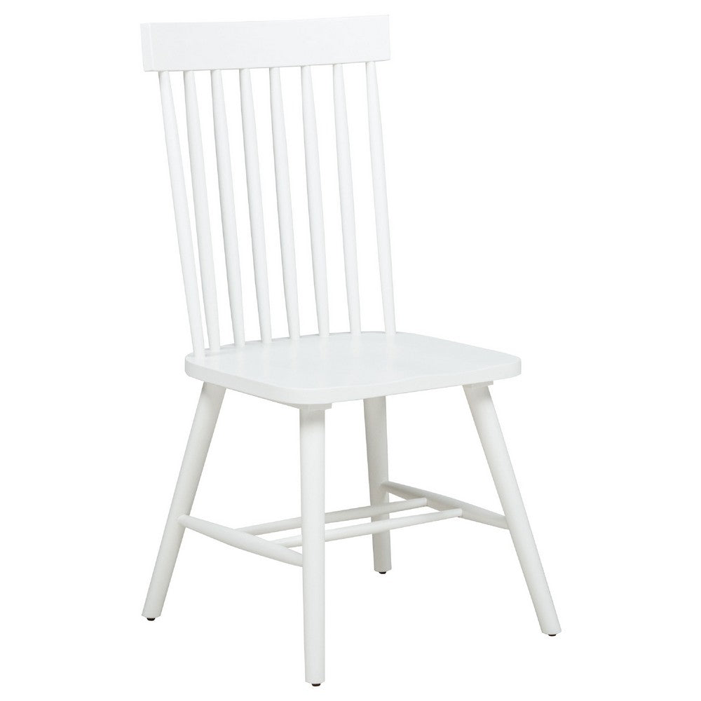 Andy Dining Side Chair Set of 2 | Windsor Back | Scooped Seat | White Wood