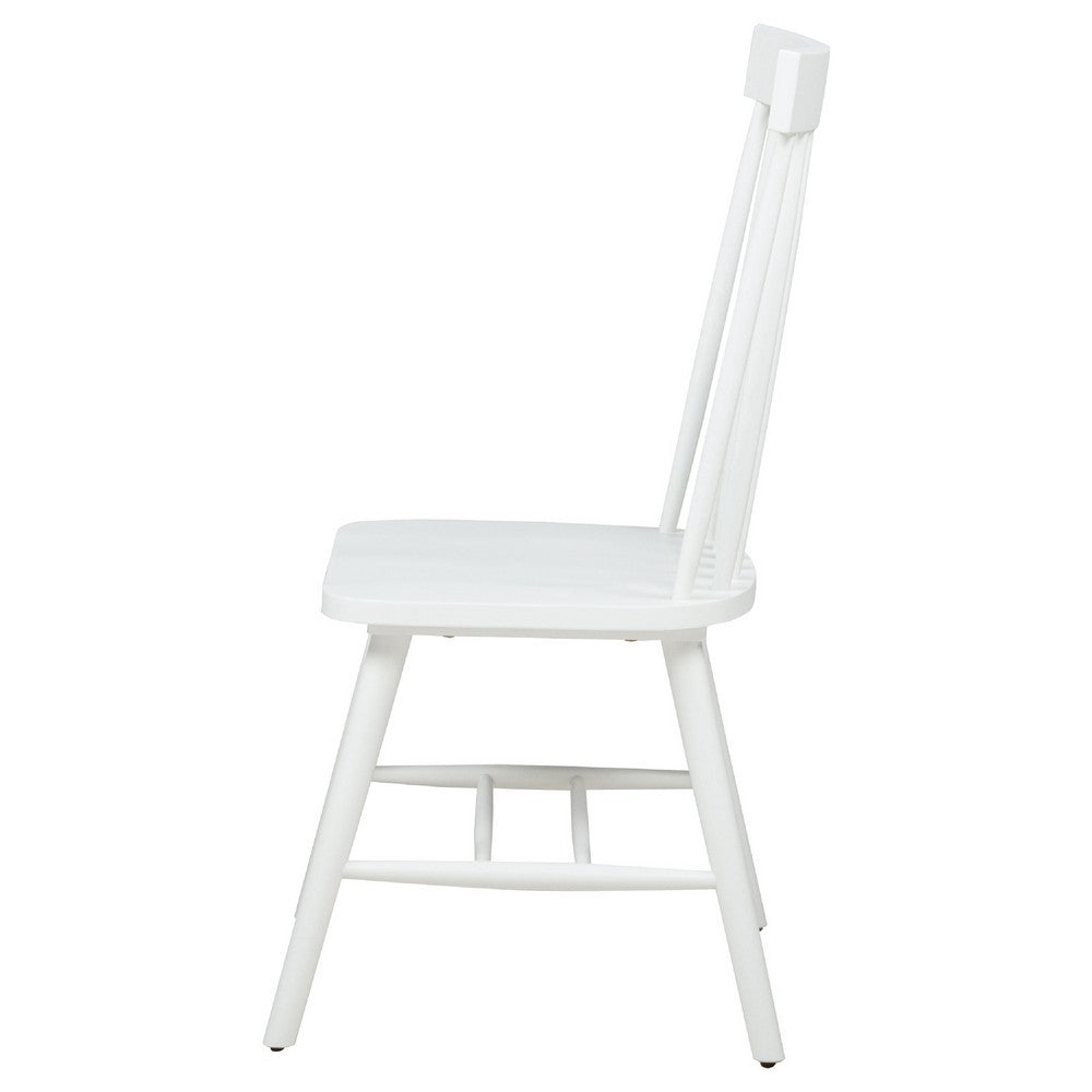 Andy Dining Side Chair Set of 2 | Windsor Back | Scooped Seat | White Wood
