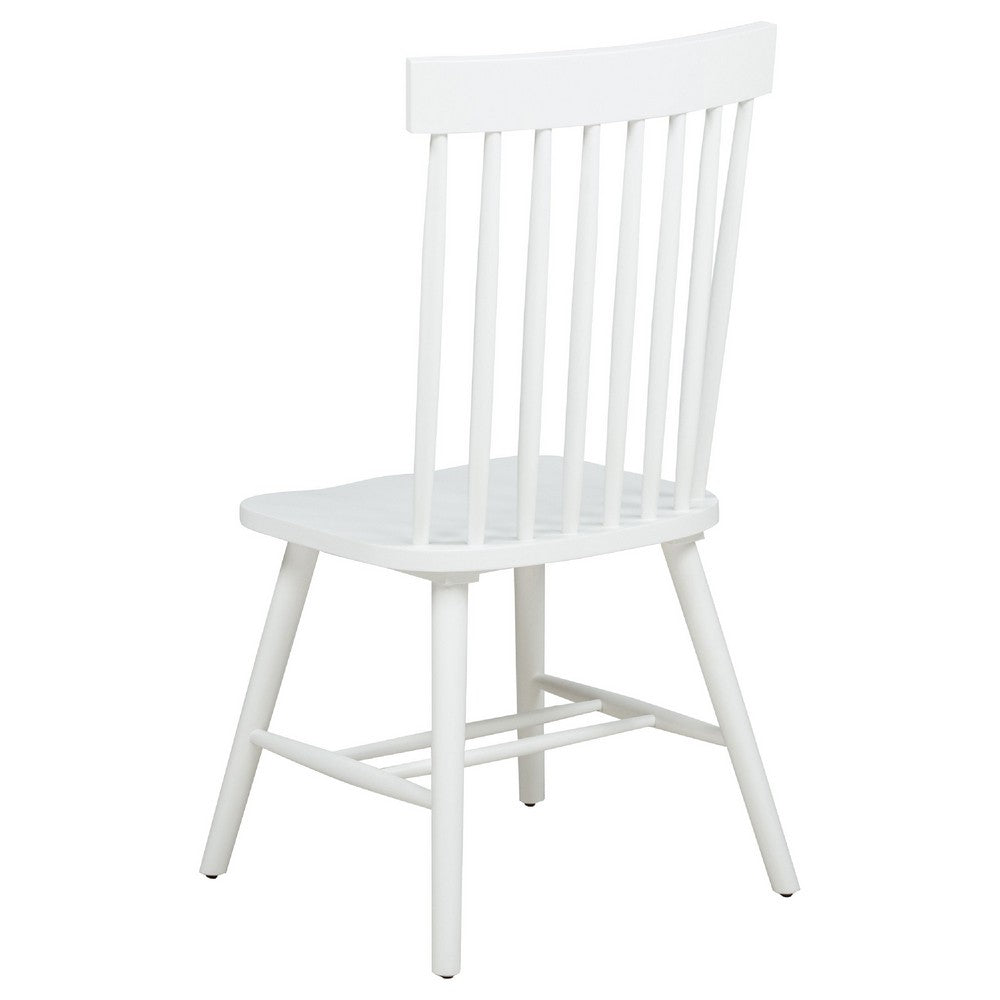 Andy Dining Side Chair Set of 2 | Windsor Back | Scooped Seat | White Wood