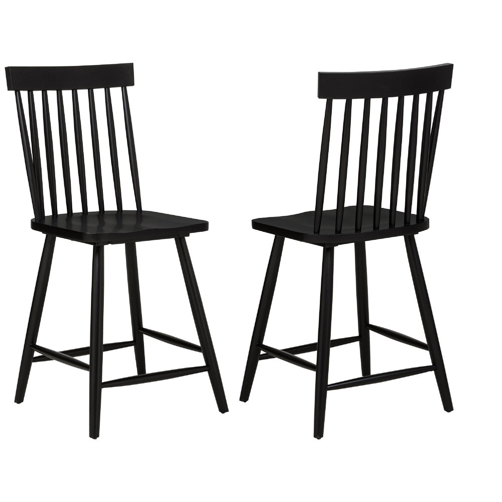 Andy Counter Height Chair Set of 2 | Windsor Spindle Back | Black Wood