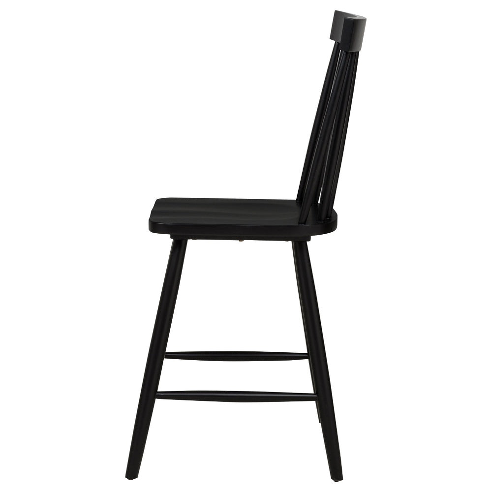 Andy Counter Height Chair Set of 2 | Windsor Spindle Back | Black Wood
