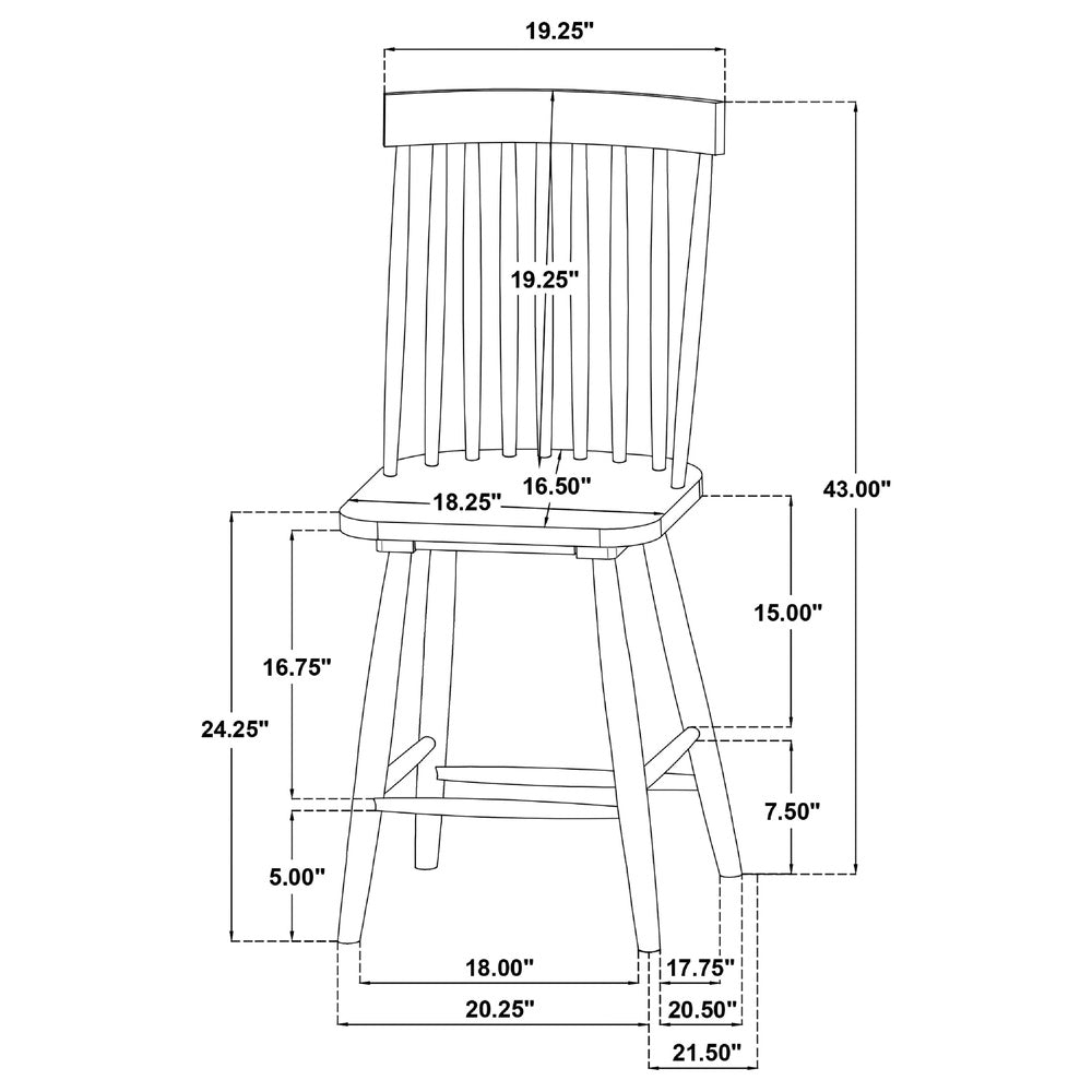Andy Counter Height Chair Set of 2 | Windsor Spindle Back | Black Wood