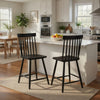 Andy Counter Height Chair Set of 2 | Windsor Spindle Back | Black Wood