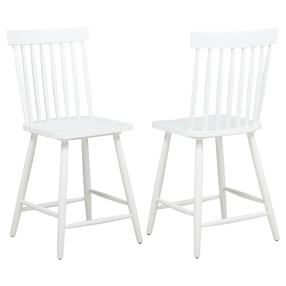 Andy Counter Height Chair Set of 2 | Windsor Spindle Back | White Wood