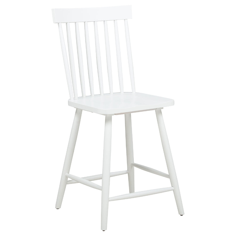 Andy Counter Height Chair Set of 2 | Windsor Spindle Back | White Wood