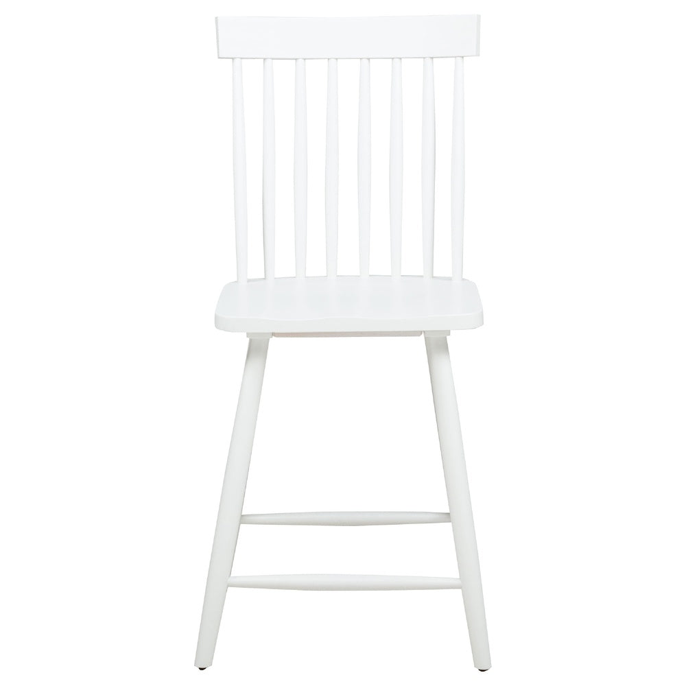 Andy Counter Height Chair Set of 2 | Windsor Spindle Back | White Wood