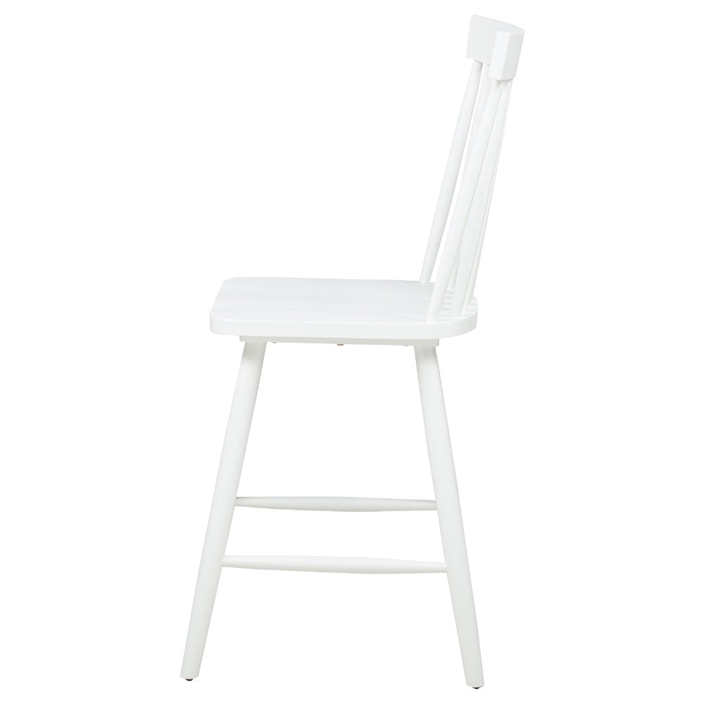 Andy Counter Height Chair Set of 2 | Windsor Spindle Back | White Wood