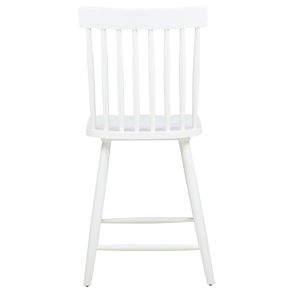 Andy Counter Height Chair Set of 2 | Windsor Spindle Back | White Wood
