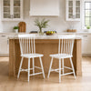 Andy Counter Height Chair Set of 2 | Windsor Spindle Back | White Wood