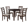 Baron 5pc Round Dining Table Set | 4 Chairs | 2 Drop Leaves | Brown
