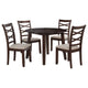 Baron 5pc Round Dining Table Set | 4 Chairs | 2 Drop Leaves | Brown