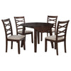 Baron 5pc Round Dining Table Set | 4 Chairs | 2 Drop Leaves | Brown
